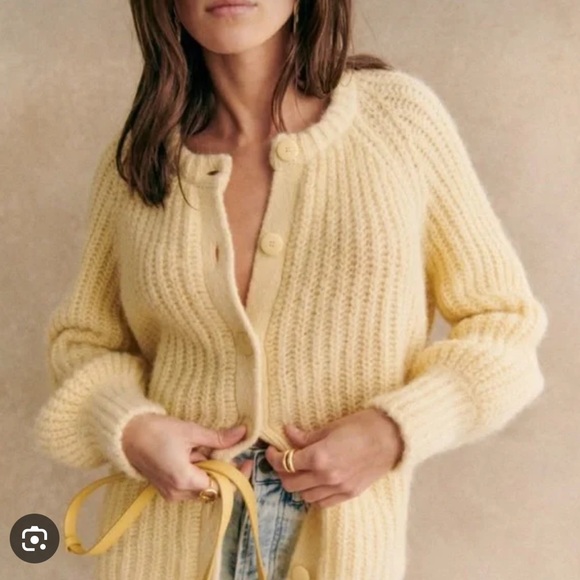 Sezane Emile cardigan butter yellow xxs with free tote bag/ NWT - Picture 11 of 13